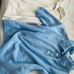 2 H&M White and blue Fuzzy Sweater